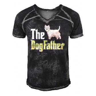 The Dogfather West Highland White Terrier Funny Dog Owner Men's Short Sleeve V-neck 3D Print Retro Tshirt | Mazezy