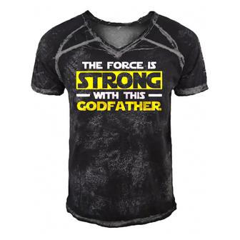 The Force Is Strong With This My Godfather Men's Short Sleeve V-neck 3D Print Retro Tshirt | Mazezy