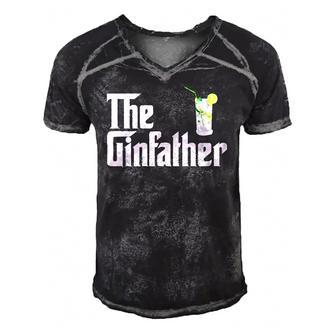 The Gin Father Funny Gin And Tonic Gifts Classic Men's Short Sleeve V-neck 3D Print Retro Tshirt | Mazezy