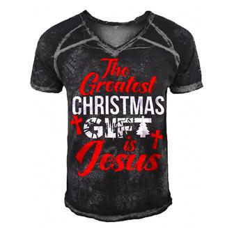 The Greatest Christmas Is Jesus Christmas Xmas A Men's Short Sleeve V-neck 3D Print Retro Tshirt - Monsterry AU