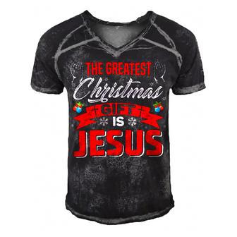 The Greatest Christmas Is Jesus Christmas Xmas B Men's Short Sleeve V-neck 3D Print Retro Tshirt - Monsterry AU