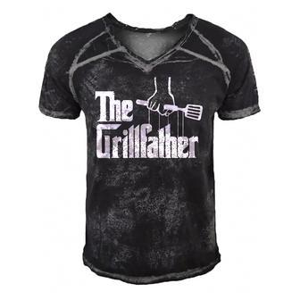 The Grillfather Dad Chef Grilling Grill Master Bbq Men's Short Sleeve V-neck 3D Print Retro Tshirt | Mazezy