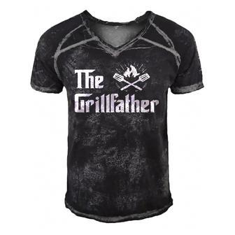 The Grillfather Funny Bbq Dad Bbq Grill Dad Grilling Men's Short Sleeve V-neck 3D Print Retro Tshirt | Mazezy