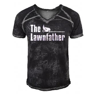 The Lawnfather Lawn Mowing Gardening Gardener Men's Short Sleeve V-neck 3D Print Retro Tshirt | Mazezy