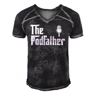 The Podcast Father Funny Podcasting Legend Gift Men's Short Sleeve V-neck 3D Print Retro Tshirt | Mazezy