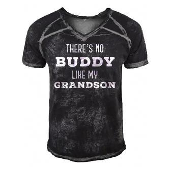 Theres No Buddy Like My Grandson Matching Grandpa Men's Short Sleeve V-neck 3D Print Retro Tshirt | Mazezy
