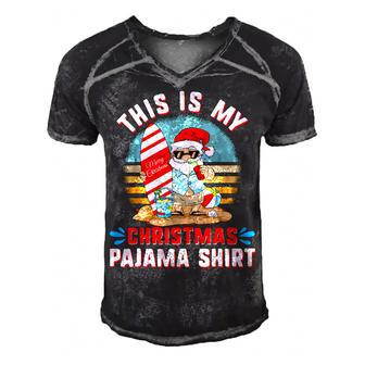 This Is My Christmas Pajama Funny Xmas Pjs Santa Kids Men's Short Sleeve V-neck 3D Print Retro Tshirt - Seseable
