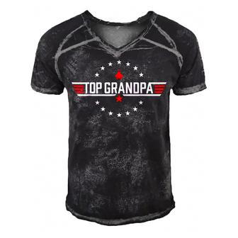 Top Grandpa Birthday Gun Jet Fathers Day Funny 80S Dad Men's Short Sleeve V-neck 3D Print Retro Tshirt - Seseable