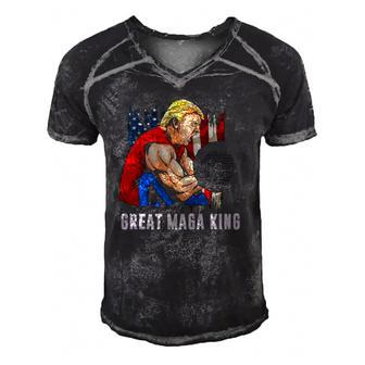 Trump Muscle Old The Great Maga King Ultra Maga Patriotic Flag Us Men's Short Sleeve V-neck 3D Print Retro Tshirt | Mazezy