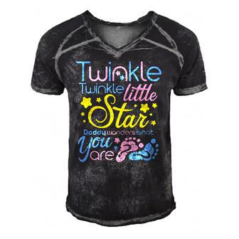 Twinkle Little Star Daddy Wonders What You Are Gender Reveal Men's Short Sleeve V-neck 3D Print Retro Tshirt | Mazezy