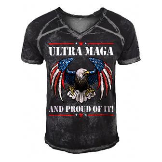 Ultra Maga Eagle Vintage Men's Short Sleeve V-neck 3D Print Retro Tshirt | Favorety