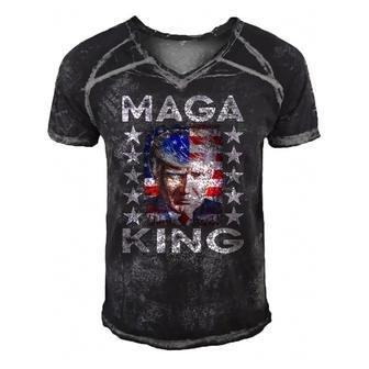 Ultra Maga King Trump Vintage American Us Flag Anti Biden Men's Short Sleeve V-neck 3D Print Retro Tshirt | Mazezy