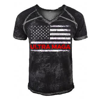 Ultra Maga United State Flag V2 Men's Short Sleeve V-neck 3D Print Retro Tshirt | Favorety