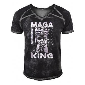 Ultra Maga Us Flag Donald Trump The Great Maga King Men's Short Sleeve V-neck 3D Print Retro Tshirt | Mazezy