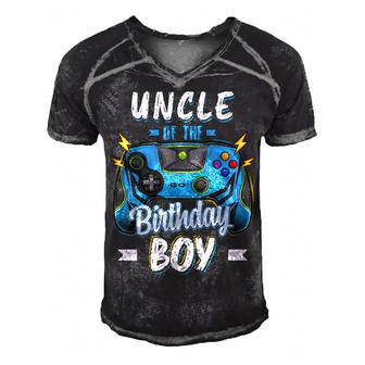 Uncle Of The Birthday Boy Matching Family Video Gamer Party Men's Short Sleeve V-neck 3D Print Retro Tshirt - Seseable