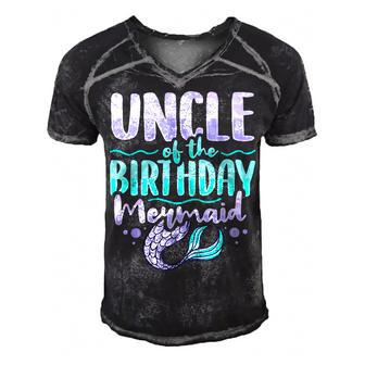 Uncle Of The Birthday Mermaid Design For A Mermaid Uncle Men's Short Sleeve V-neck 3D Print Retro Tshirt - Seseable
