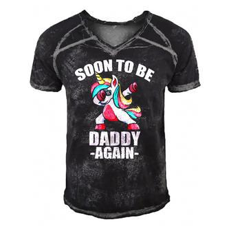 Unicorn Daddy Again 2022 Soon To Be Dad Again 2022 Baby Shower Men's Short Sleeve V-neck 3D Print Retro Tshirt - Seseable