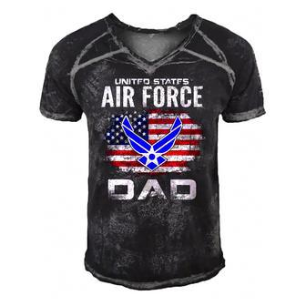 United States Air Force Dad With American Flag Gift Men's Short Sleeve V-neck 3D Print Retro Tshirt | Mazezy