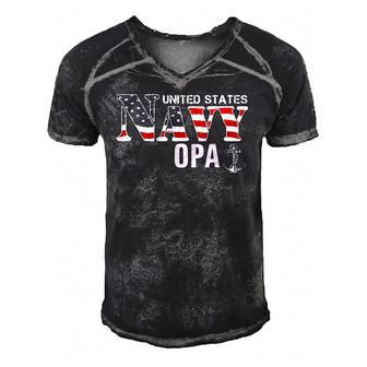 United States Flag American Navy Opa Veteran Day Gift Men's Short Sleeve V-neck 3D Print Retro Tshirt | Mazezy