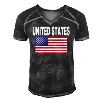 United States Flag Cool Usa American Flags Top Tee Men's Short Sleeve V-neck 3D Print Retro Tshirt | Mazezy