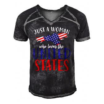 Us Flag Freedom United States Women American 4Th Of July Men's Short Sleeve V-neck 3D Print Retro Tshirt | Mazezy