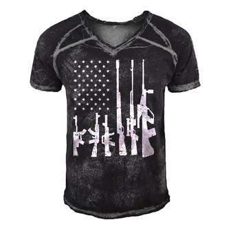 Usa Flag Guns Funny 4Th Of July Pride Patriot Veteran Gift Men's Short Sleeve V-neck 3D Print Retro Tshirt | Mazezy