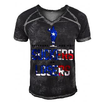 Veteran Veterans Day Are Not Suckers Or Losers With Usa Flag 65 Navy Soldier Army Military Men's Short Sleeve V-neck 3D Print Retro Tshirt - Monsterry AU