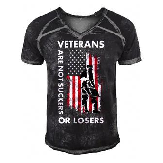 Veteran Veterans Day Vintage Veterans Are Not Suckers Or Losersidea Navy Soldier Army Military Men's Short Sleeve V-neck 3D Print Retro Tshirt - Monsterry UK