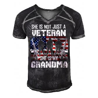 Veteran Womens Veteran She Is My Grandma American Flag Veterans Day 333 Navy Soldier Army Military Men's Short Sleeve V-neck 3D Print Retro Tshirt - Monsterry UK