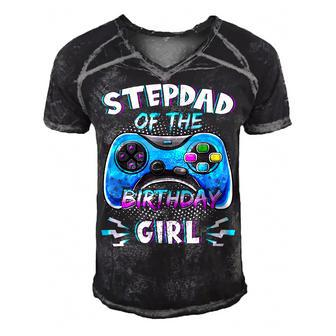 Video Game Birthday Party Stepdad Of The Bday Girl Matching Men's Short Sleeve V-neck 3D Print Retro Tshirt | Seseable CA