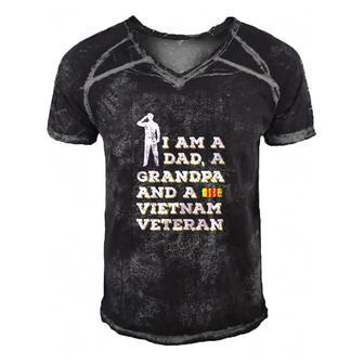 Vietnam Veteran For Grandpa Men's Short Sleeve V-neck 3D Print Retro Tshirt | Mazezy