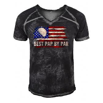 Vintage Best Pap By Par American Flag Golf Golfer Gift Men's Short Sleeve V-neck 3D Print Retro Tshirt | Mazezy
