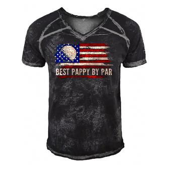 Vintage Best Pappy By Par American Flag Golf Golfer Gift Men's Short Sleeve V-neck 3D Print Retro Tshirt | Mazezy