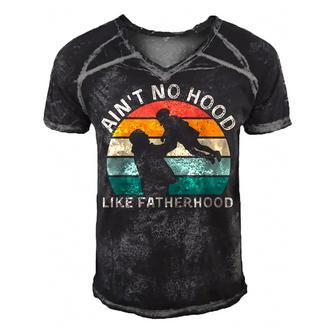 Vintage Dad Father Aint Hood Like Fatherhood Men's Short Sleeve V-neck 3D Print Retro Tshirt | Mazezy