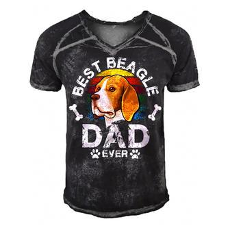 Vintage Distressed Best Lovers Dad 180 Beagle Dog Men's Short Sleeve V-neck 3D Print Retro Tshirt - Seseable
