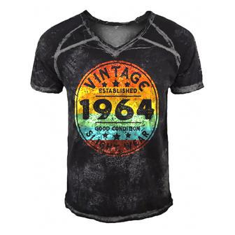 Vintage Established 1964 58Th Birthday Party Retro Men Men's Short Sleeve V-neck 3D Print Retro Tshirt | Mazezy DE