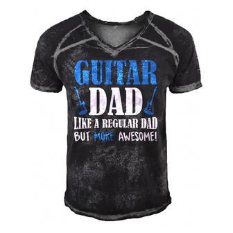 Vintage Guitar Dad More Awesome Guitar Lover Fathers Day Men's Short Sleeve V-neck 3D Print Retro Tshirt | Mazezy