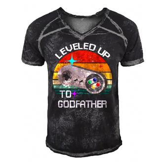 Vintage Leveled Up To Godfather Est 2021 Ver2 Men's Short Sleeve V-neck 3D Print Retro Tshirt | Mazezy