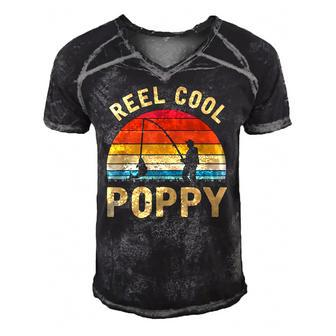 Vintage Reel Cool Poppy Fish Fishing Fathers Day Gift Classic Men's Short Sleeve V-neck 3D Print Retro Tshirt | Mazezy