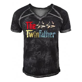 Vintage The Twinfather Happy Fathers Day Proud Dad Of Twins Men's Short Sleeve V-neck 3D Print Retro Tshirt | Mazezy