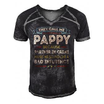 Vintage They Call Me Pappy Happy Fathers Day Proud Pappy Men's Short Sleeve V-neck 3D Print Retro Tshirt | Mazezy