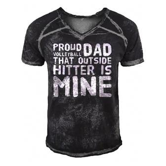 Volleyball Dad Of Outside Hitter Fathers Day Gift Men's Short Sleeve V-neck 3D Print Retro Tshirt | Mazezy