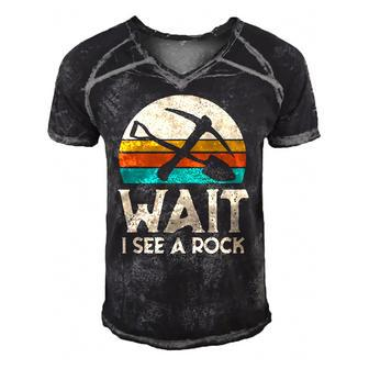 Wait I See A Rock Funny Geologist Gift Science Retro Geology Men's Short Sleeve V-neck 3D Print Retro Tshirt | Mazezy