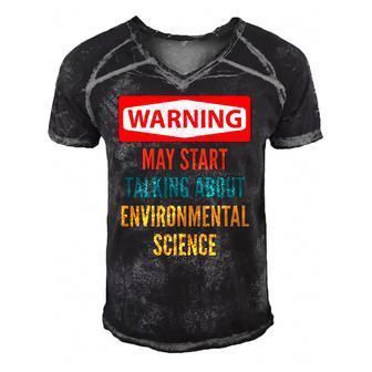 Warning May Start Talking About Environmental Science Men's Short Sleeve V-neck 3D Print Retro Tshirt | Mazezy