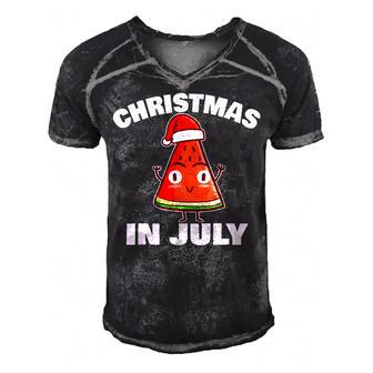 Watermelon Christmas In July Christmas Tree Summer Christmas  V2 Men's Short Sleeve V-neck 3D Print Retro Tshirt