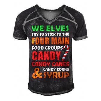 We Elves Try To Stick To The Four Main Food Groups Funny Christmas 608 Trending Shirt Men's Short Sleeve V-neck 3D Print Retro Tshirt | Favorety UK