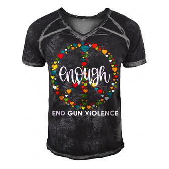 Wear Orange Peace Sign Enough End Gun Violence V2 Men's Short Sleeve V-neck 3D Print Retro Tshirt | Mazezy