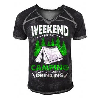 Weekend Forecast Camping With A Chance Of Drinking Funny Men's Short Sleeve V-neck 3D Print Retro Tshirt | Favorety AU