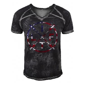 Weight Lifting Gym Workout Fitness Lift 4Th Of July Flag Men's Short Sleeve V-neck 3D Print Retro Tshirt | Mazezy