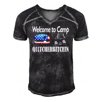 Welcome To Camp Quitcherbitchin 4Th Of July Funny Camping Men's Short Sleeve V-neck 3D Print Retro Tshirt | Mazezy